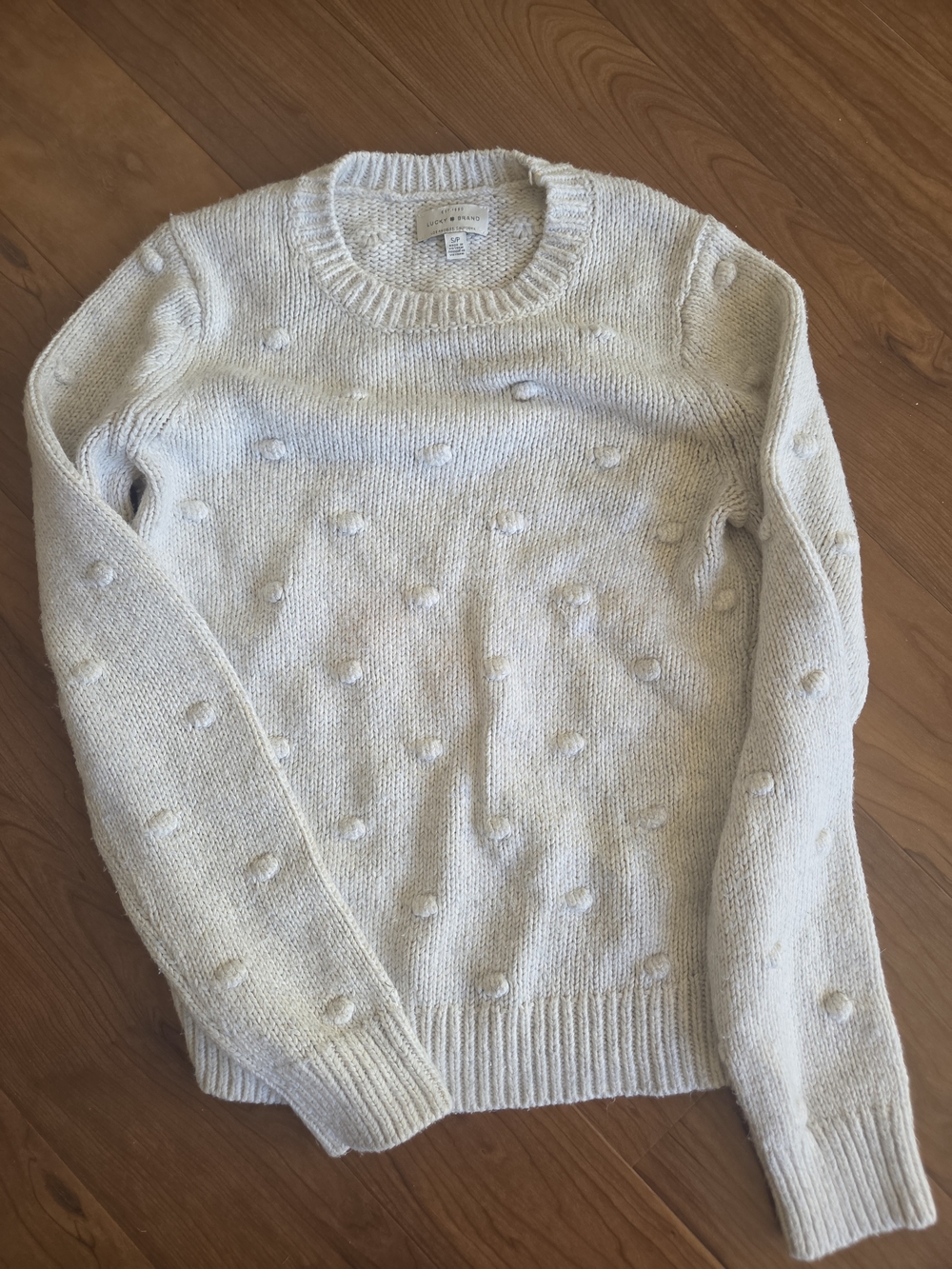 Lucky Brand Cream Pom-Pom Sweater Sz S